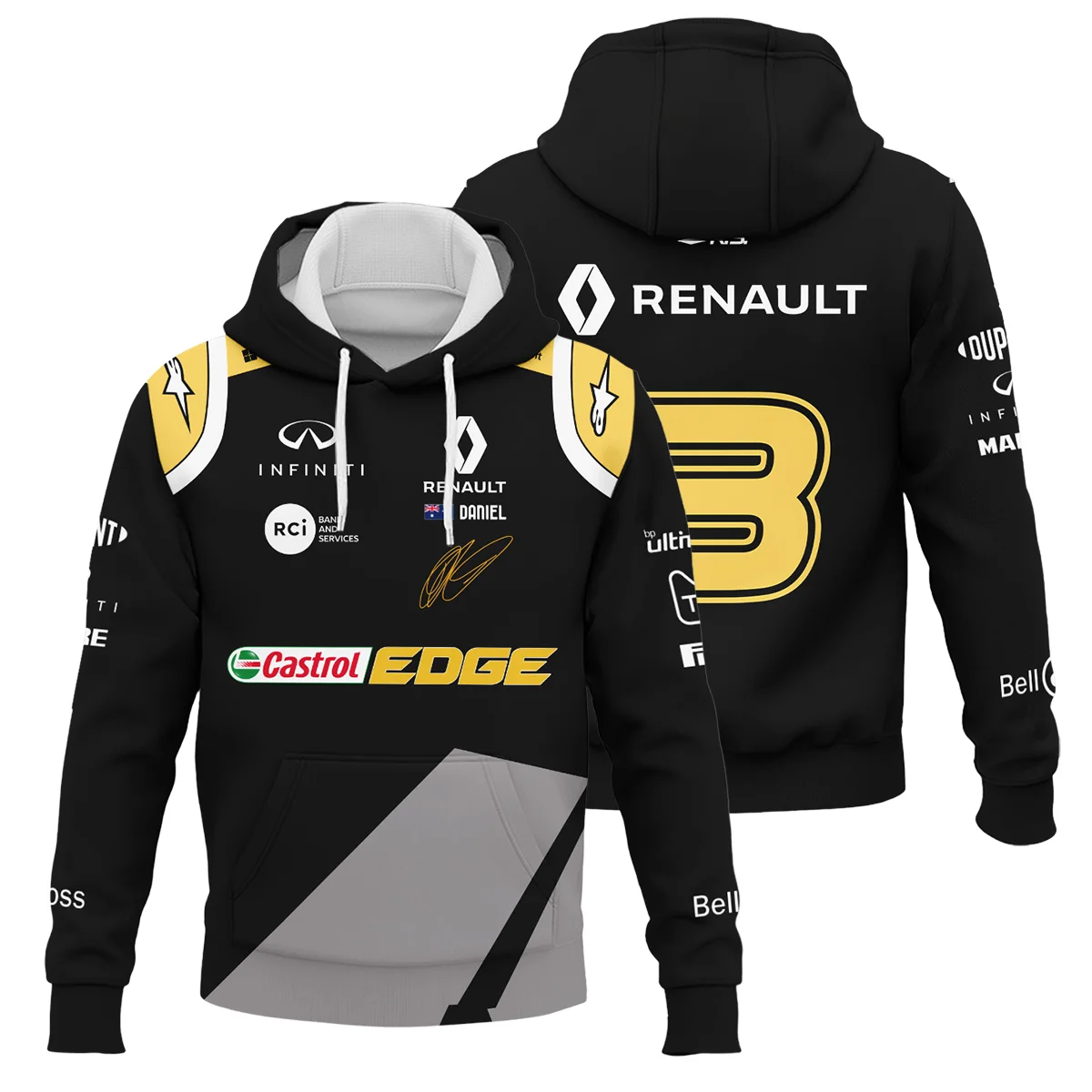 2020 Daniel Ricciardo Renault Alpinestars Race Suit Hoodie BLVA180725A04HD - Formula Racing Apparel