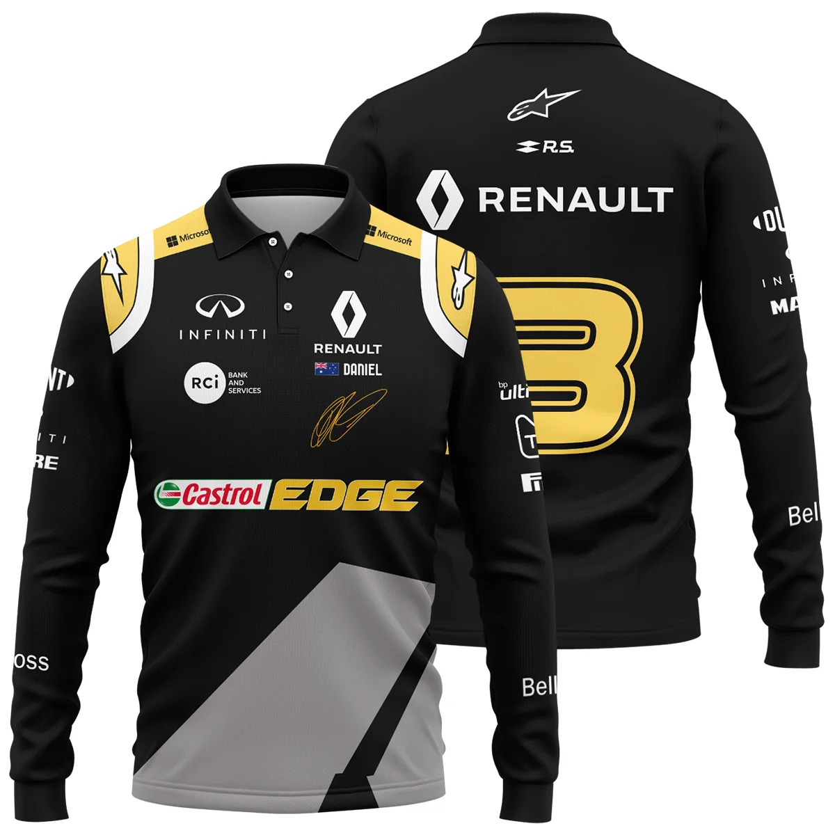 2020 Daniel Ricciardo Renault Alpinestars Race Suit Long Polo Shirt BLVA180725A04LPL - Motorsport Lifestyle Wear