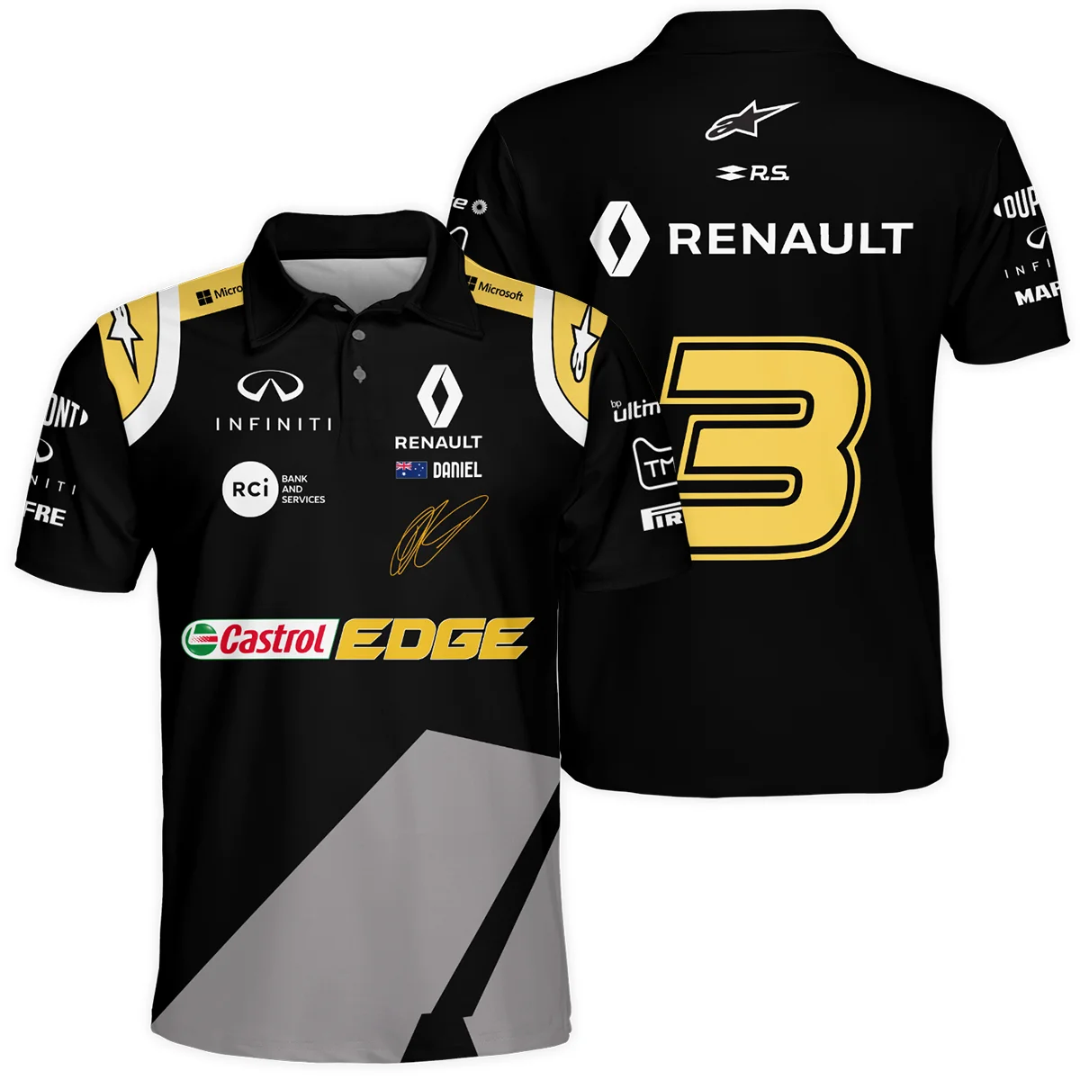 2020 Daniel Ricciardo Renault Alpinestars Race Suit Polo Shirt BLVA180725A04PL - Race Day Design