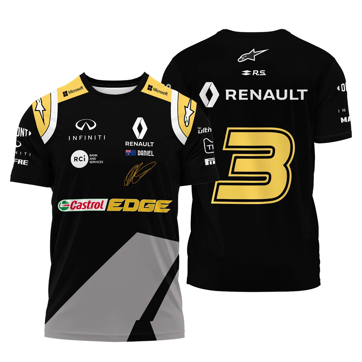 2020 Daniel Ricciardo Renault Alpinestars Race Suit T-Shirt BLVA180725A04TS - Racing Lifestyle Clothing