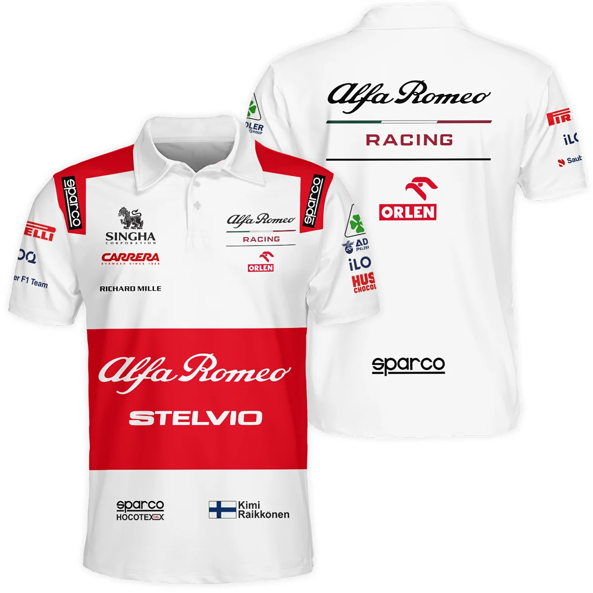 2020 Kimi Raikkonen Racing Suit Alfa Romeo F1 Polo Shirt BLVAKR191125A7PL - F1 Fan Gear