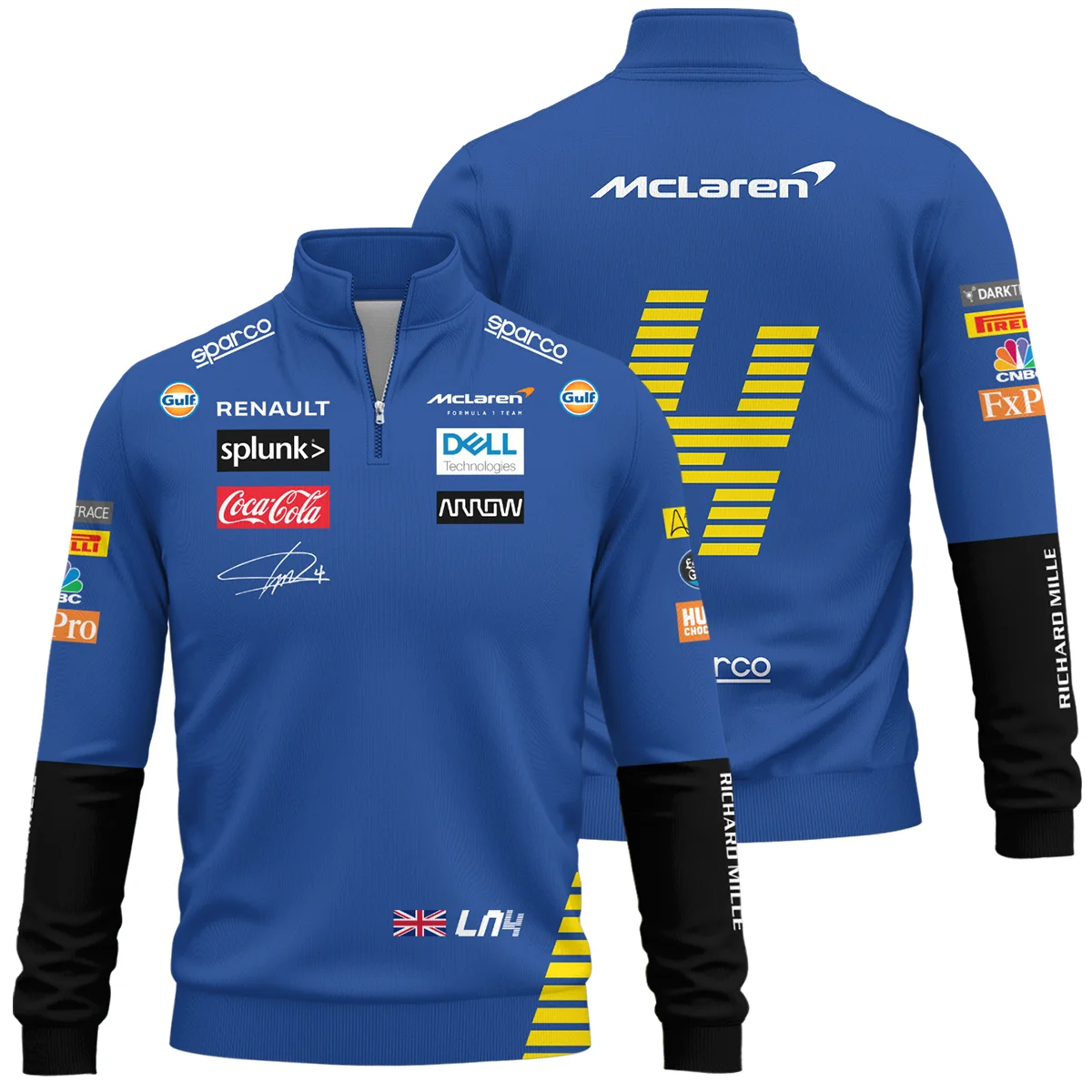 2020 Lando Norris Racing Suit McLaren F1 Quarter-Zip Sweatshirt BLVALN120825A1QZS - Race Day Outfit