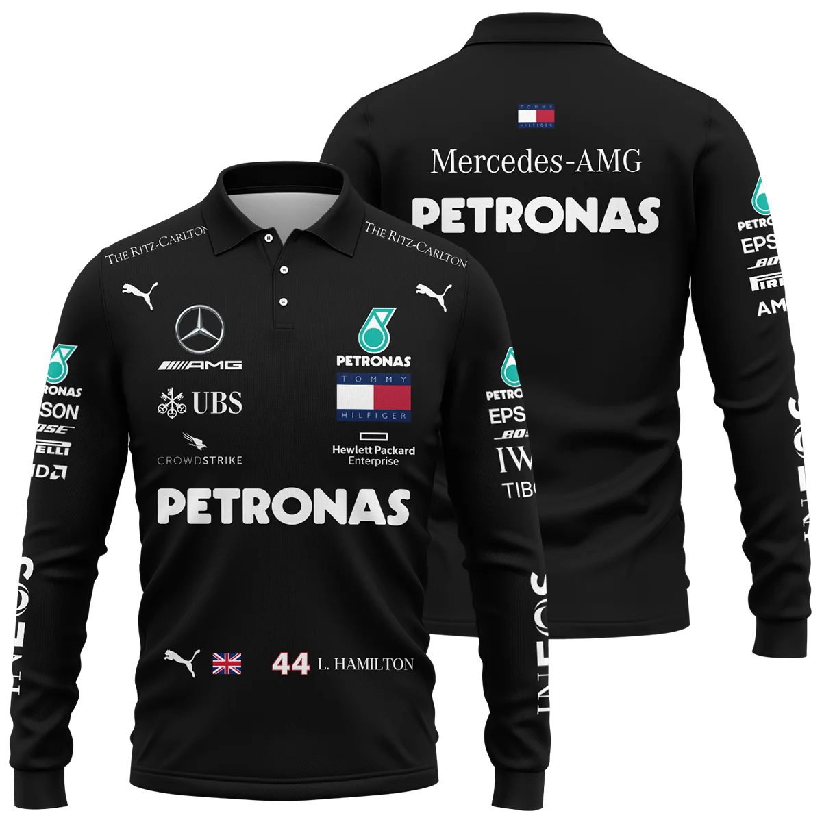 2020 Lewis Hamilton Racing Suit Mercedes F1 Long Polo Shirt BLVALH180825A3LPL - Trackside Outfit