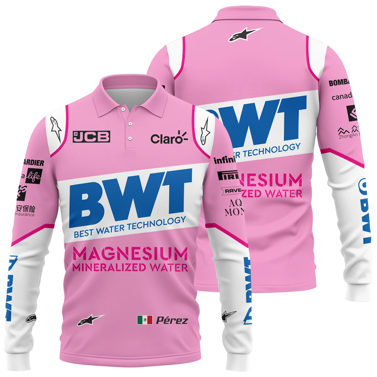 2020 Sergio Perez Racing Suit Racing Point F1 Long Polo Shirt BLVASP170925A3LPL - Race Day Outfit