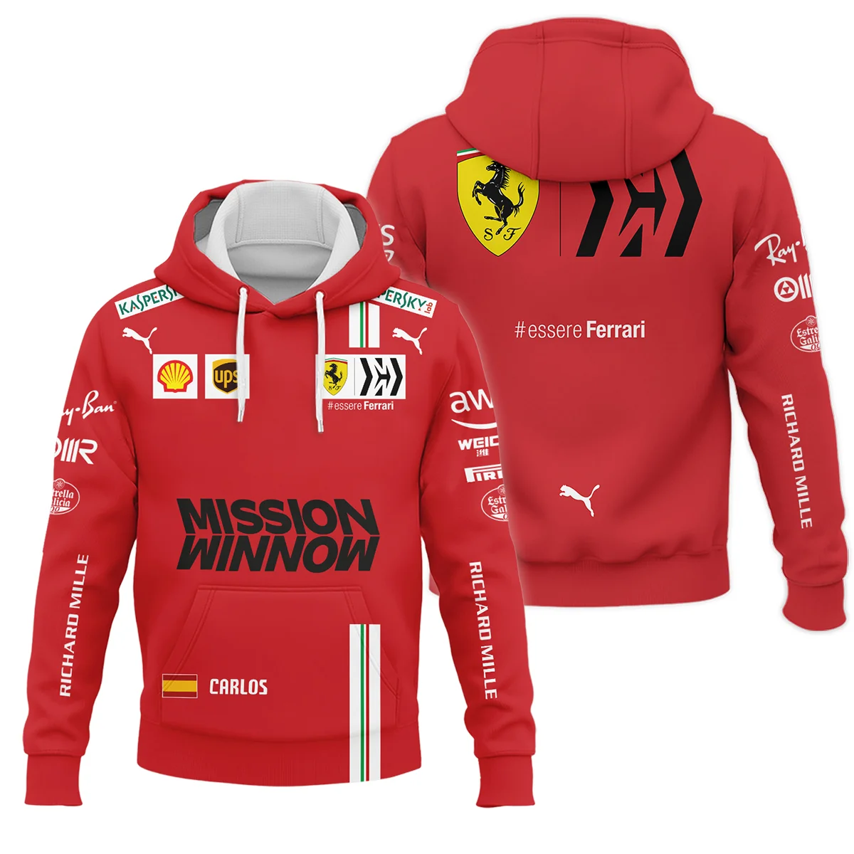 2021 Carlos Sainz Racing Suit Ferrari F1 Hoodie BLVACS190825A7HD - Motorsport Lifestyle Wear