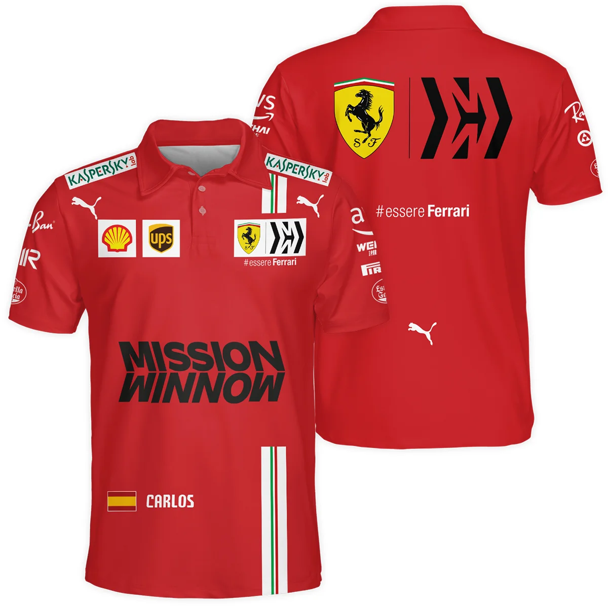 2021 Carlos Sainz Racing Suit Ferrari F1 Polo Shirt BLVACS190825A7PL - Race Day Outfit