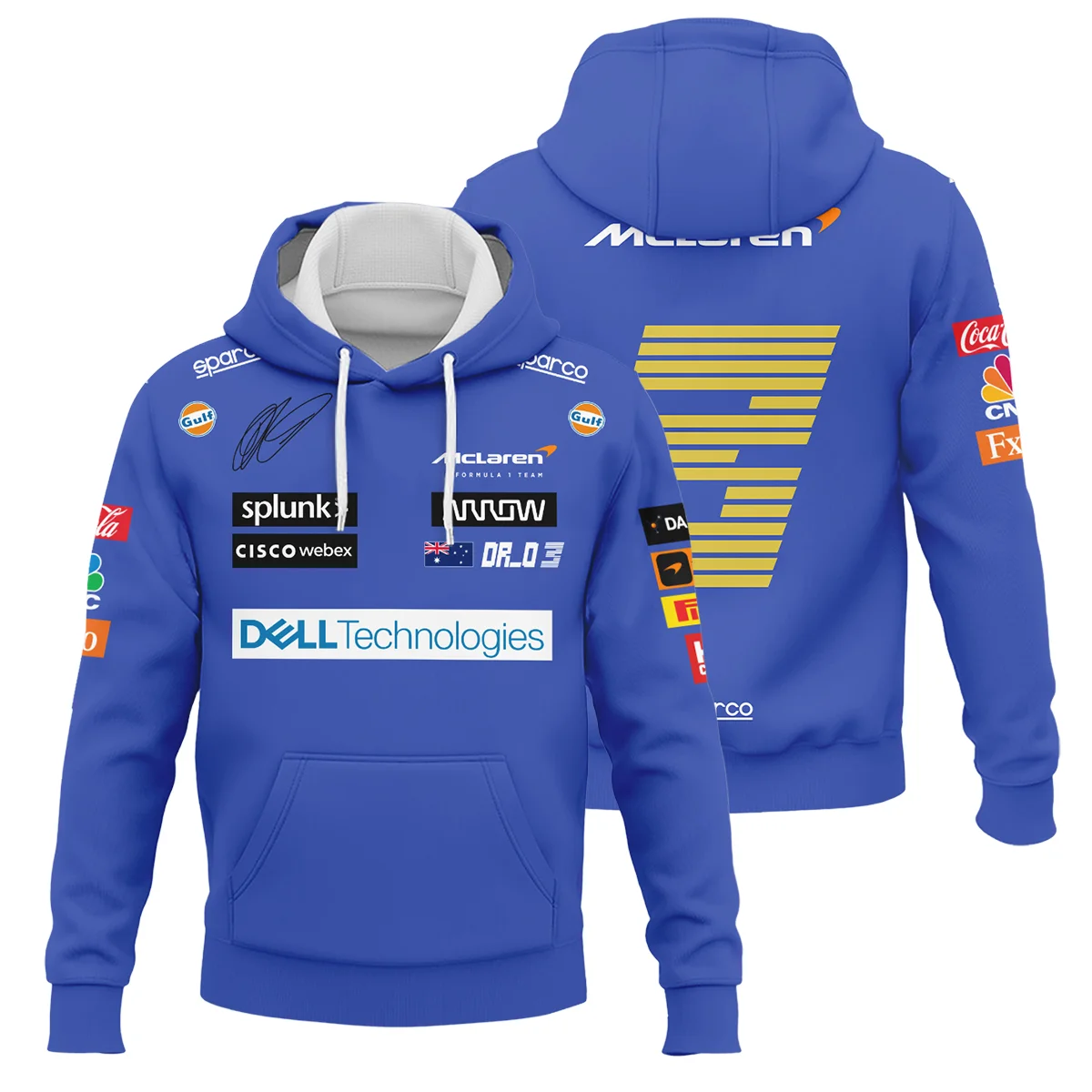 2021 Daniel Ricciardo McLaren F1 Team Race Suit Hoodie BLVA180725A03HD - Pit Lane Clothing