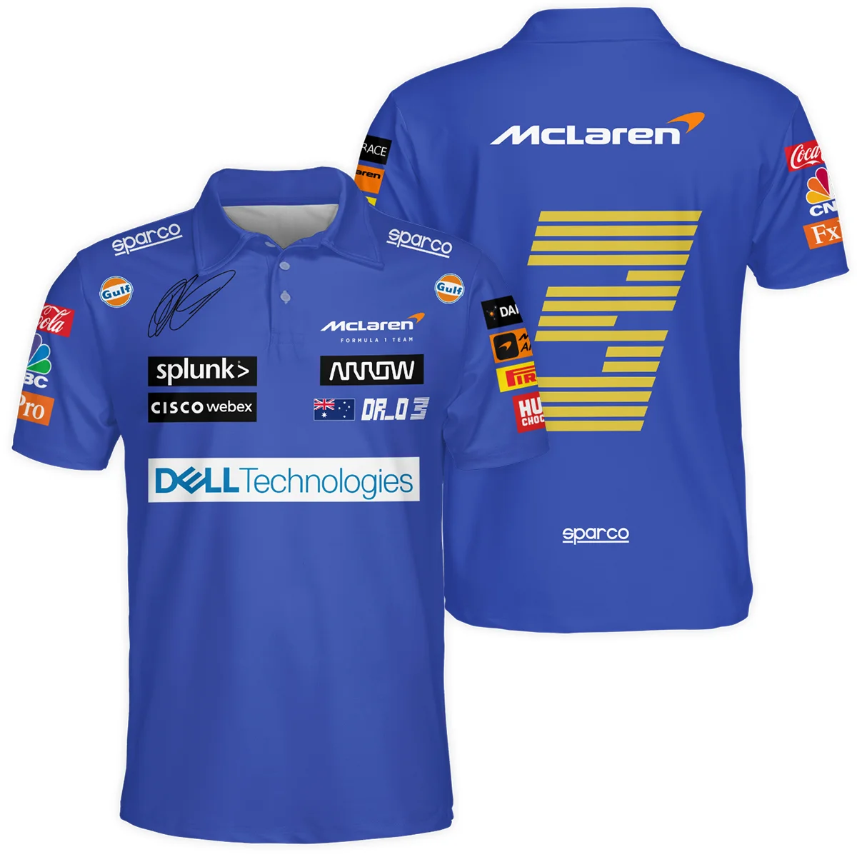 2021 Daniel Ricciardo McLaren F1 Team Race Suit Polo Shirt BLVA180725A03PL - Motorsport Apparel