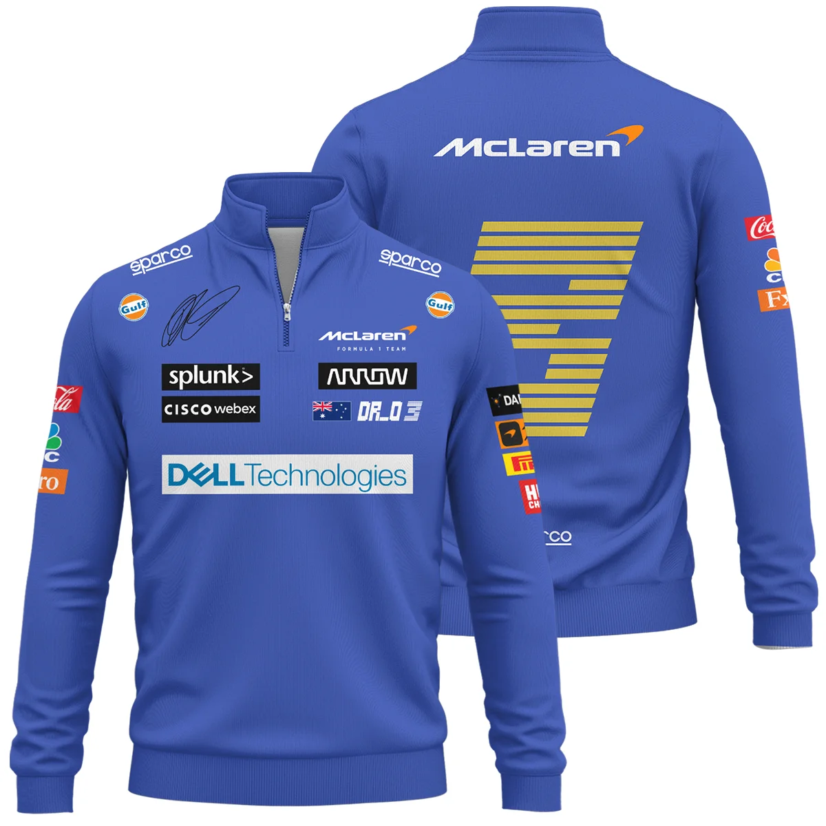 2021 Daniel Ricciardo McLaren F1 Team Race Suit Quarter-Zip Sweatshirt BLVA180725A03QZS - Racing Lifestyle Clothing