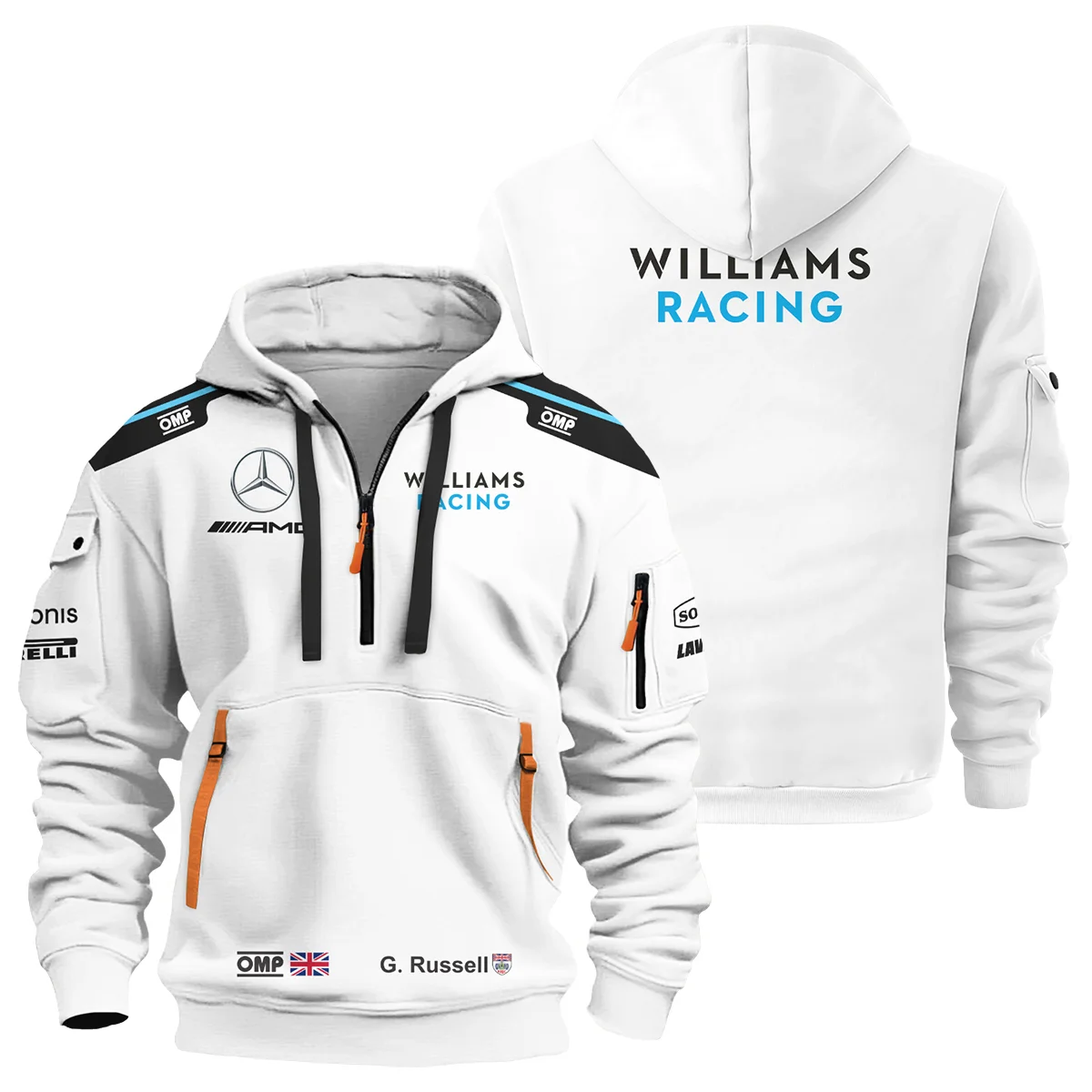 2021 George Russell Racing Suit Williams F1 Hoodie Half Zip BLVAGR080925A3HDF - Race Day Outfit