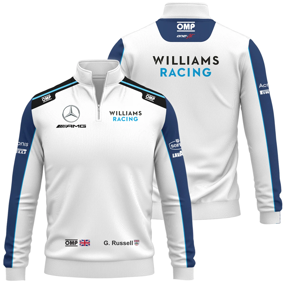 2021 George Russell Racing Suit Williams F1 Quarter-Zip Sweatshirt BLVAGR080925A3QZS - Racing Lifestyle Clothing