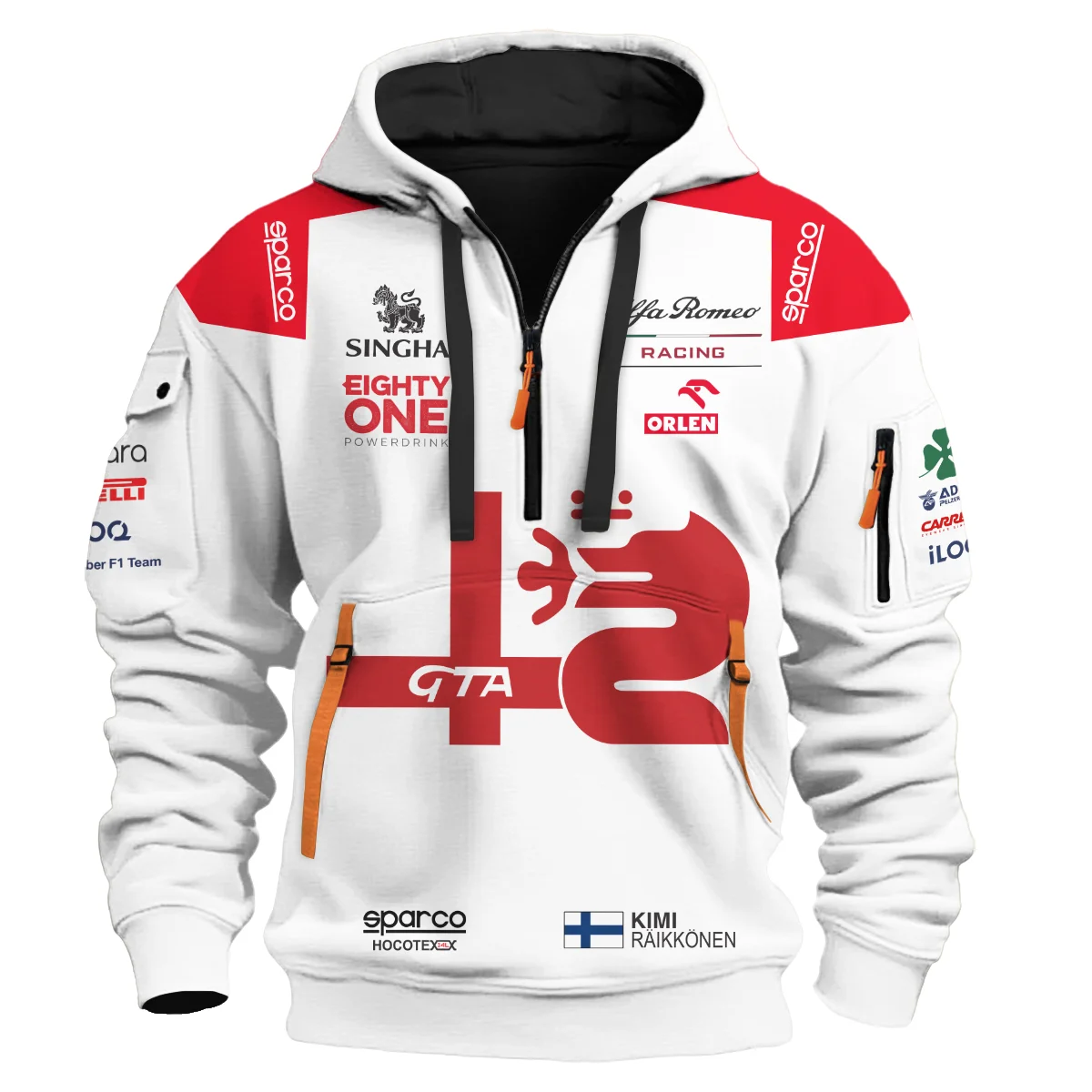 Alternative view of 2021 Kimi Raikkonen Racing Suit Alfa Romeo F1 Hoodie Half Zip BLVAKR191125A8HDF