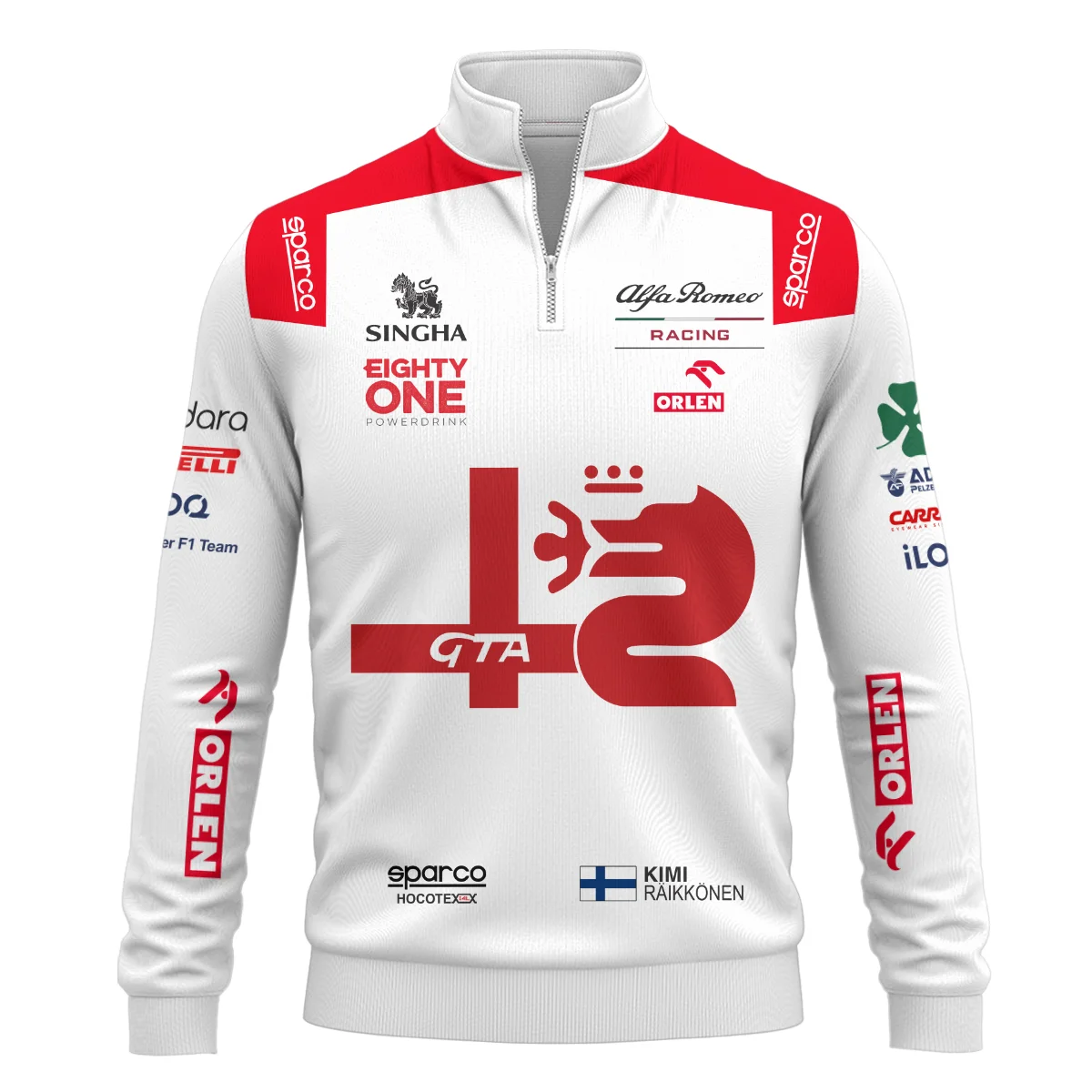 Alternative view of 2021 Kimi Raikkonen Racing Suit Alfa Romeo F1 Quarter-Zip Sweatshirt BLVAKR191125A8QZS