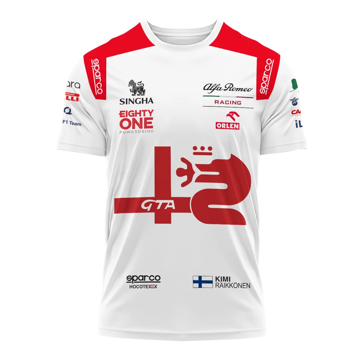 Alternative view of 2021 Kimi Raikkonen Racing Suit Alfa Romeo F1 T-Shirt BLVAKR191125A8TS