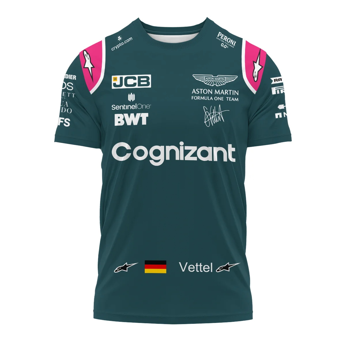 Alternative view of 2021 Sebastian Vettel Racing Suit Aston Martin F1 T-Shirt BLVASV110925A2TS