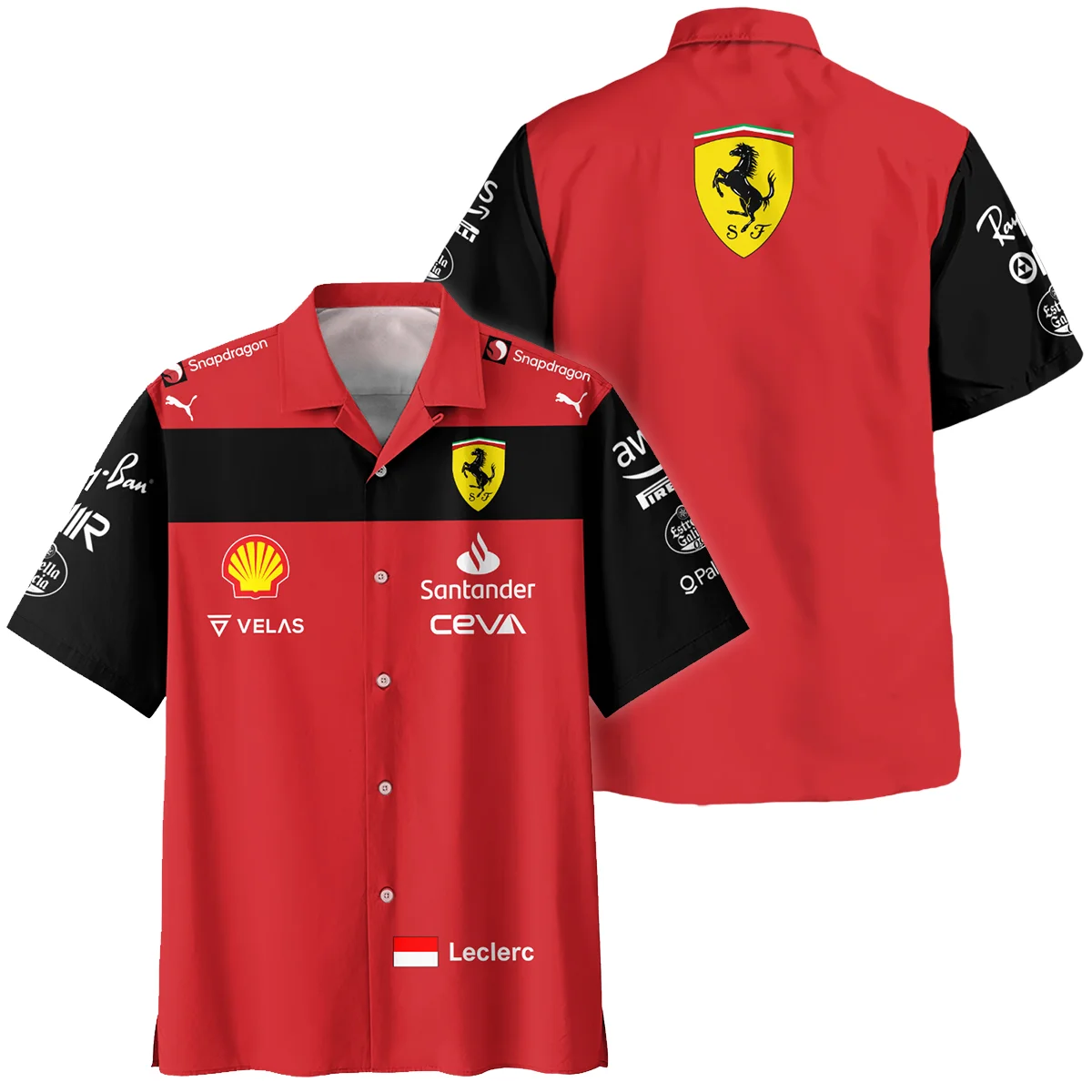 2022 Charles Leclerc Racing Suit Ferrari F1 Hawaiian Shirt BLVACL190825A11HW - Motorsport Lifestyle Wear