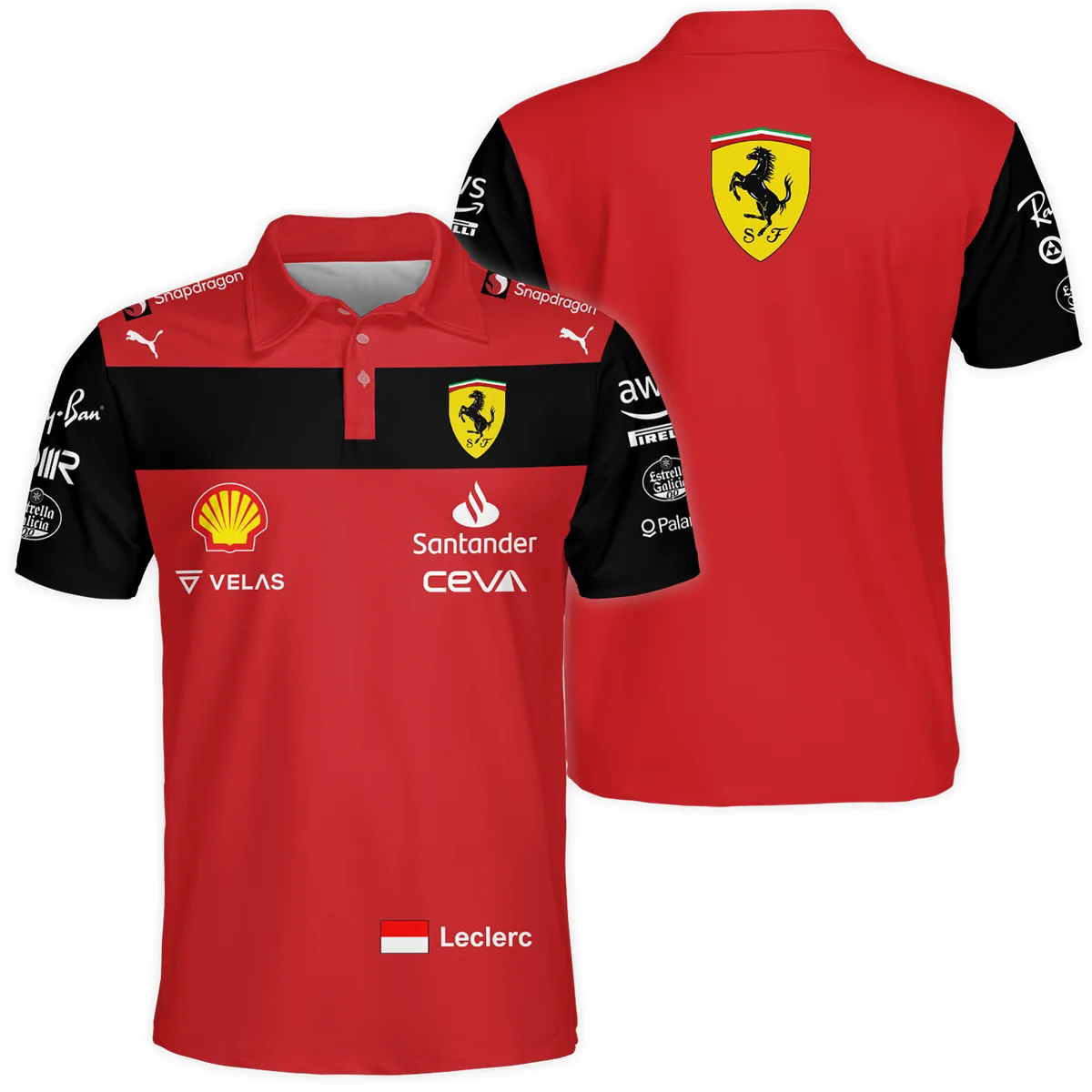 2022 Charles Leclerc Racing Suit Ferrari F1 Polo Shirt BLVACL190825A11PL - F1 Fan Gear