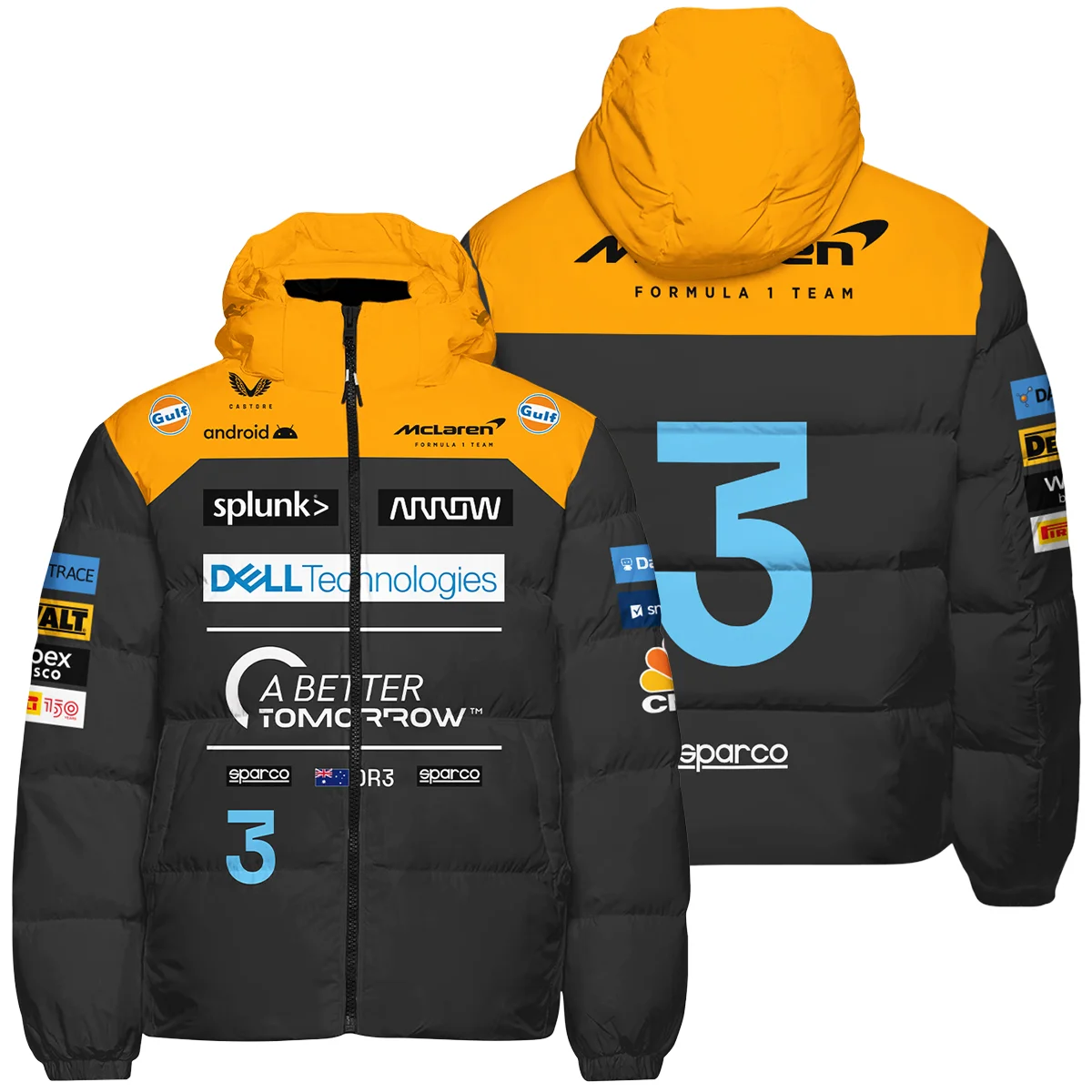 2022 Daniel Ricciardo McLaren F1 Team Race Suit Down & Puffer Jackets BLVA180725A06HCJ - Motorsport Lifestyle Wear