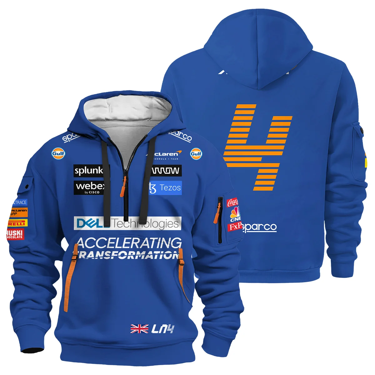 2022 Lando Norris Racing Suit McLaren F1 Hoodie Half Zipper BLVALN120825A2HDF - Race Day Outfit