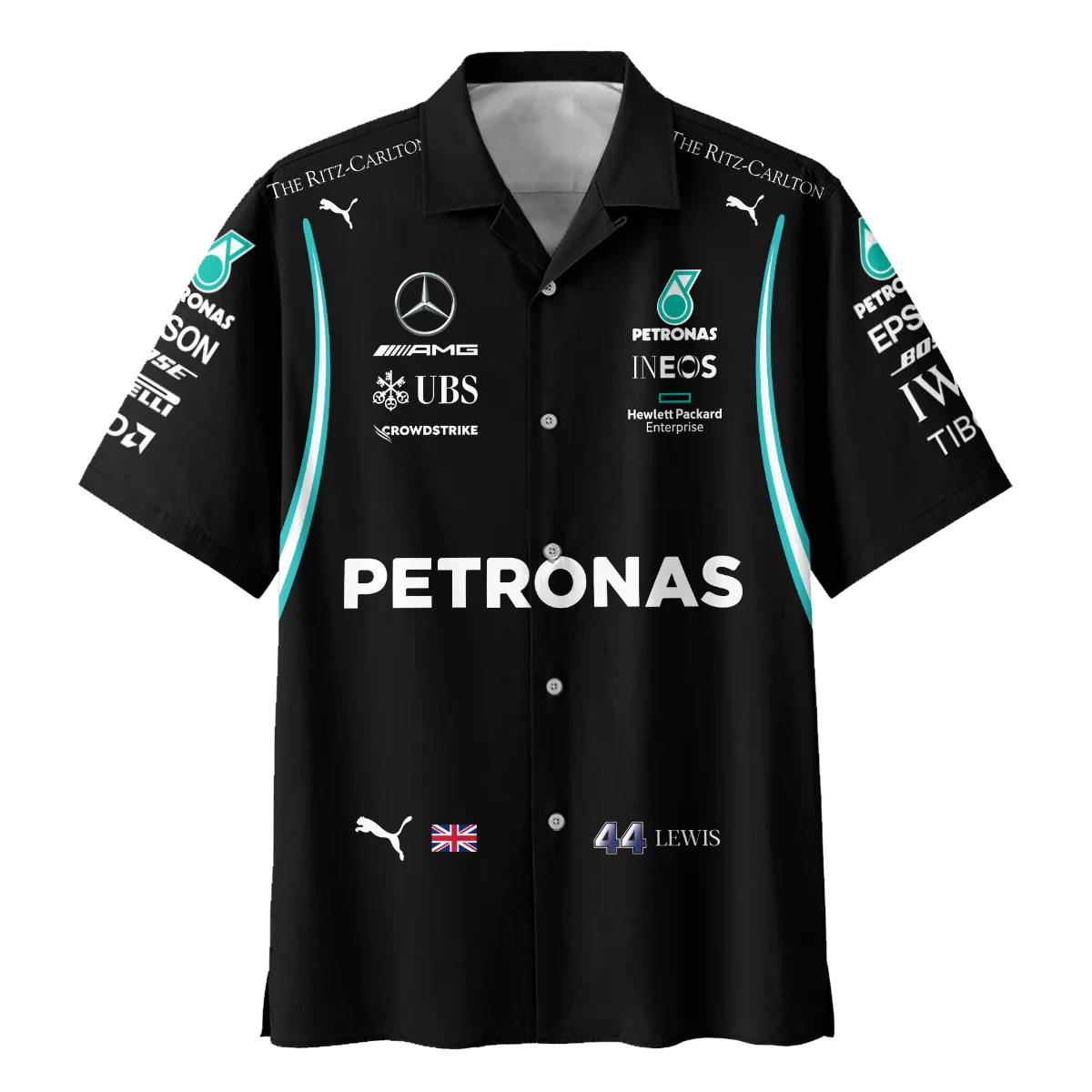 2022 Lewis Hamilton Racing Suit Mercedes F1 Hawaiian Shirt BLVALH260825A6HW - Image 2