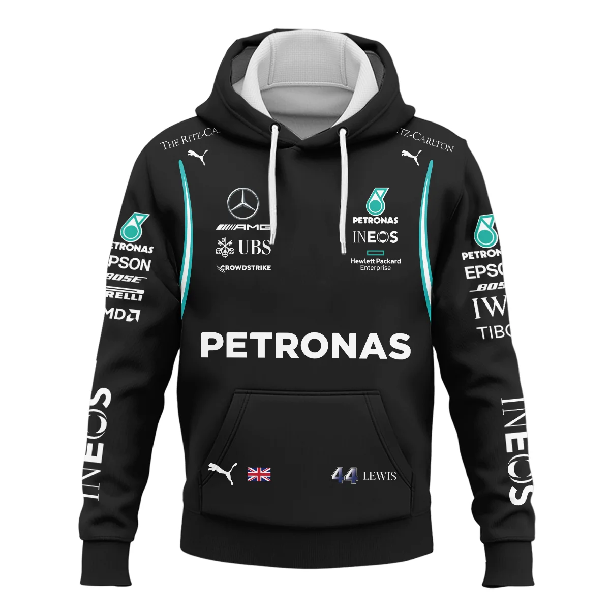 Alternative view of 2022 Lewis Hamilton Racing Suit Mercedes F1 Hoodie BLVALH260825A6HD
