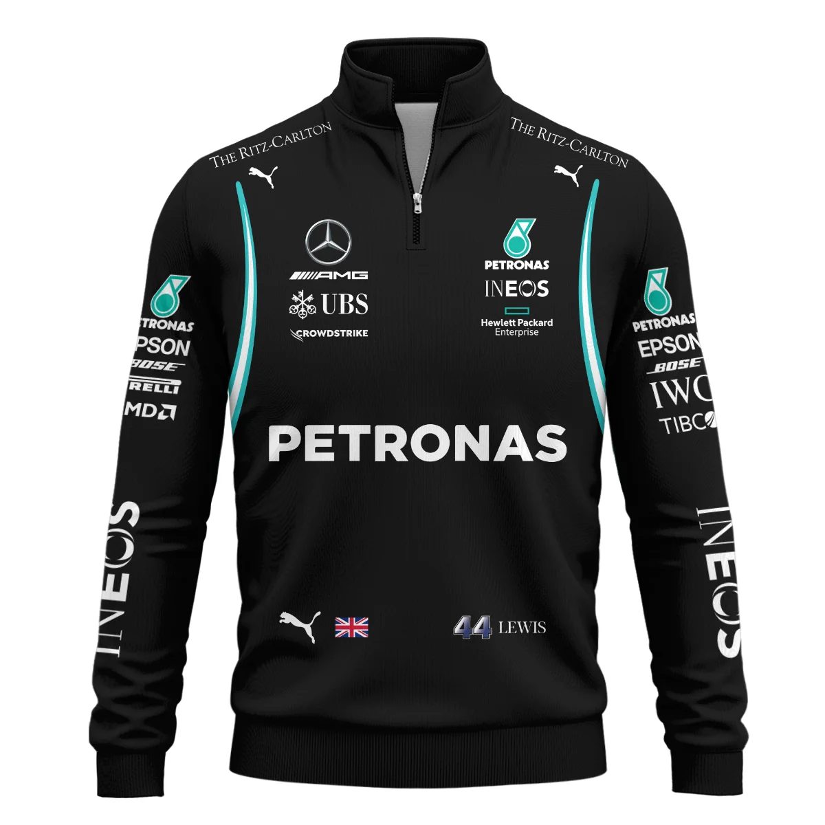 Alternative view of 2022 Lewis Hamilton Racing Suit Mercedes F1 Quarter-Zip Sweatshirt BLVALH260825A6QZS