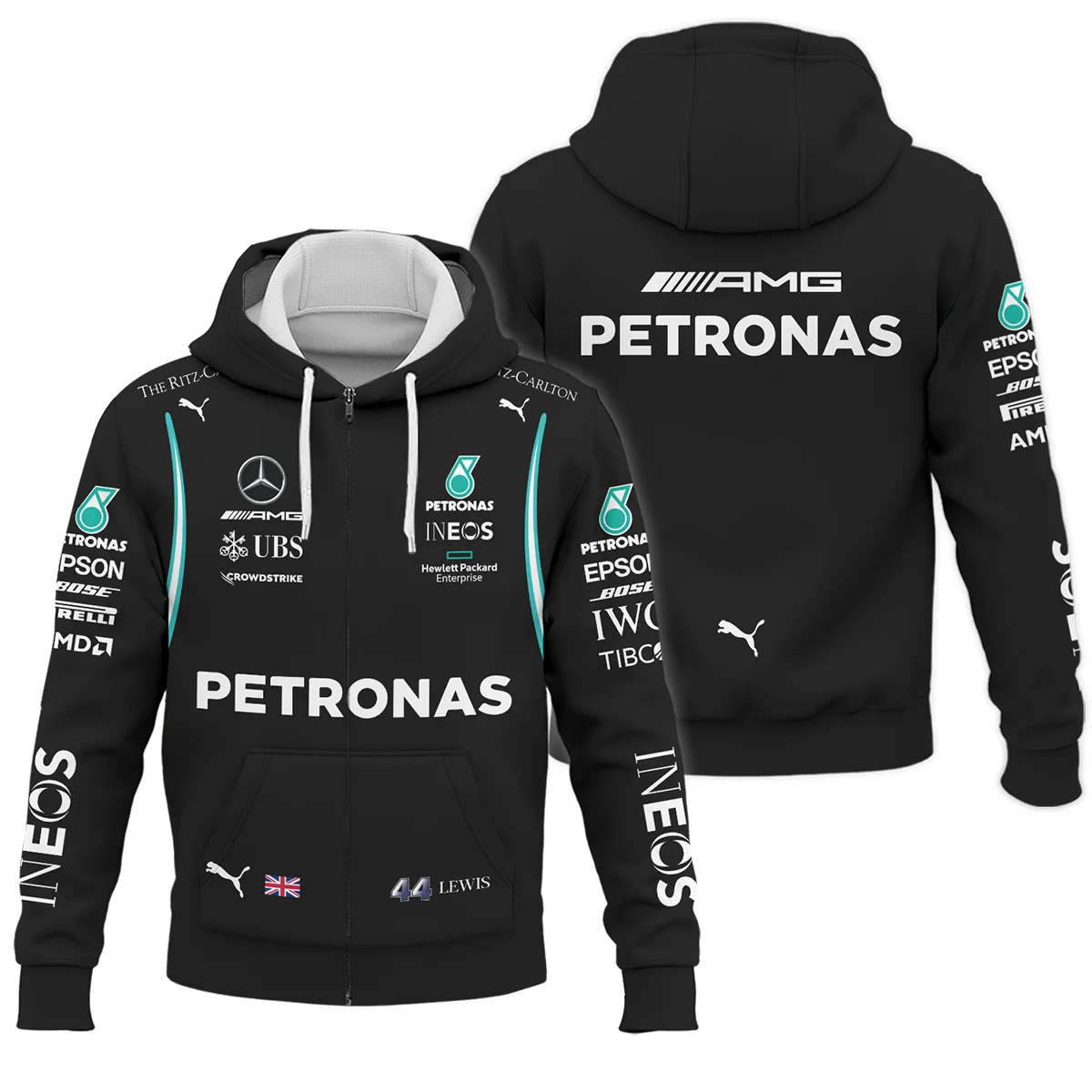 2022 Lewis Hamilton Racing Suit Mercedes F1 Zipper Hoodie BLVALH260825A6ZHD