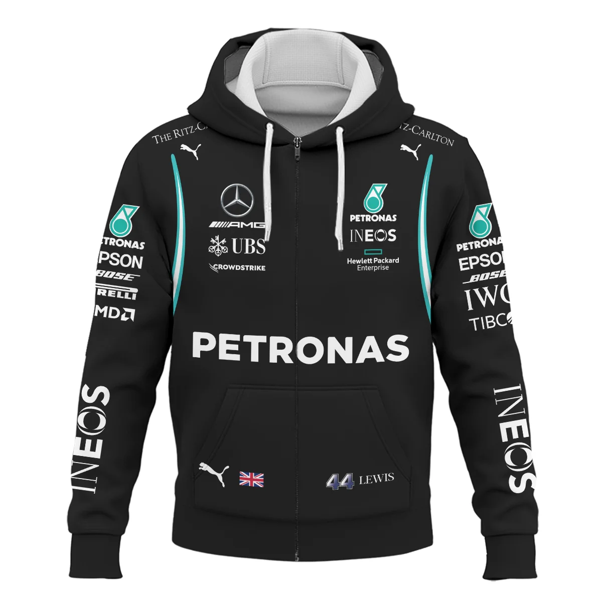 Alternative view of 2022 Lewis Hamilton Racing Suit Mercedes F1 Zipper Hoodie BLVALH260825A6ZHD