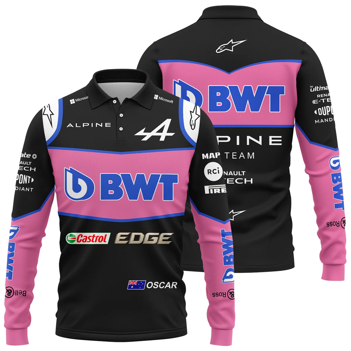 2022 Oscar Piastri Racing Suit Alpine F1 Long Polo Shirt BLVAOP150825A8LPL - Formula Racing Apparel