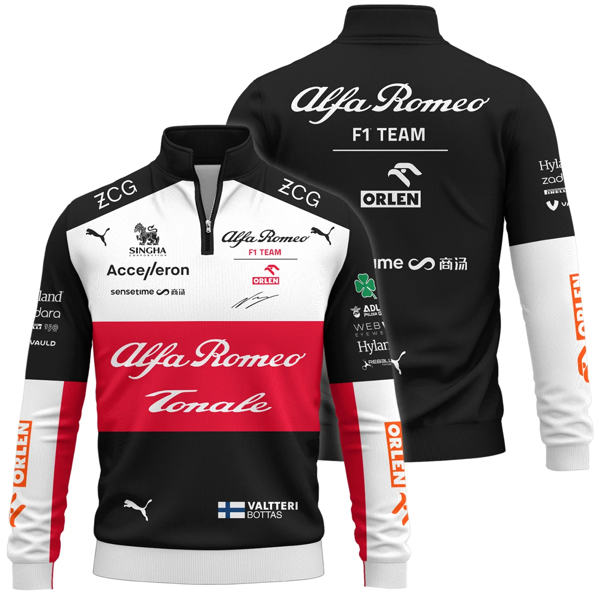 2022 Valtteri Bottas Racing Suit Alfa Romeo F1 Quarter-Zip Sweatshirt BLVAVB130925A6QZS - Trackside Outfit