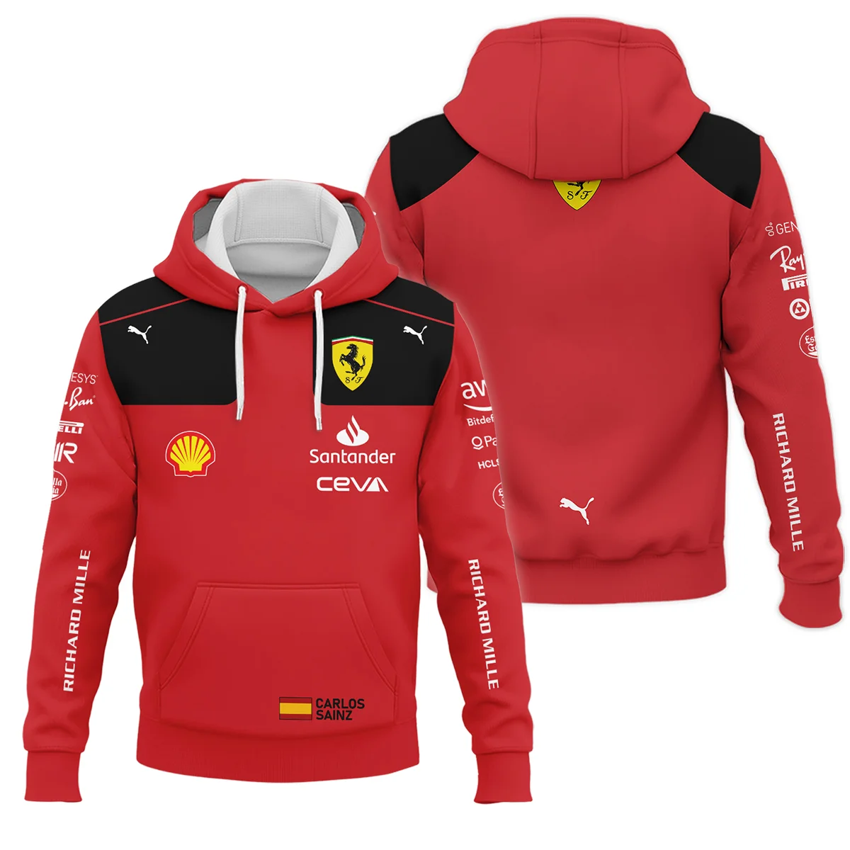 2023 Carlos Sainz Racing Suit Ferrari F1 Hoodie BLVACS190825A10HD - Racing Lifestyle Clothing
