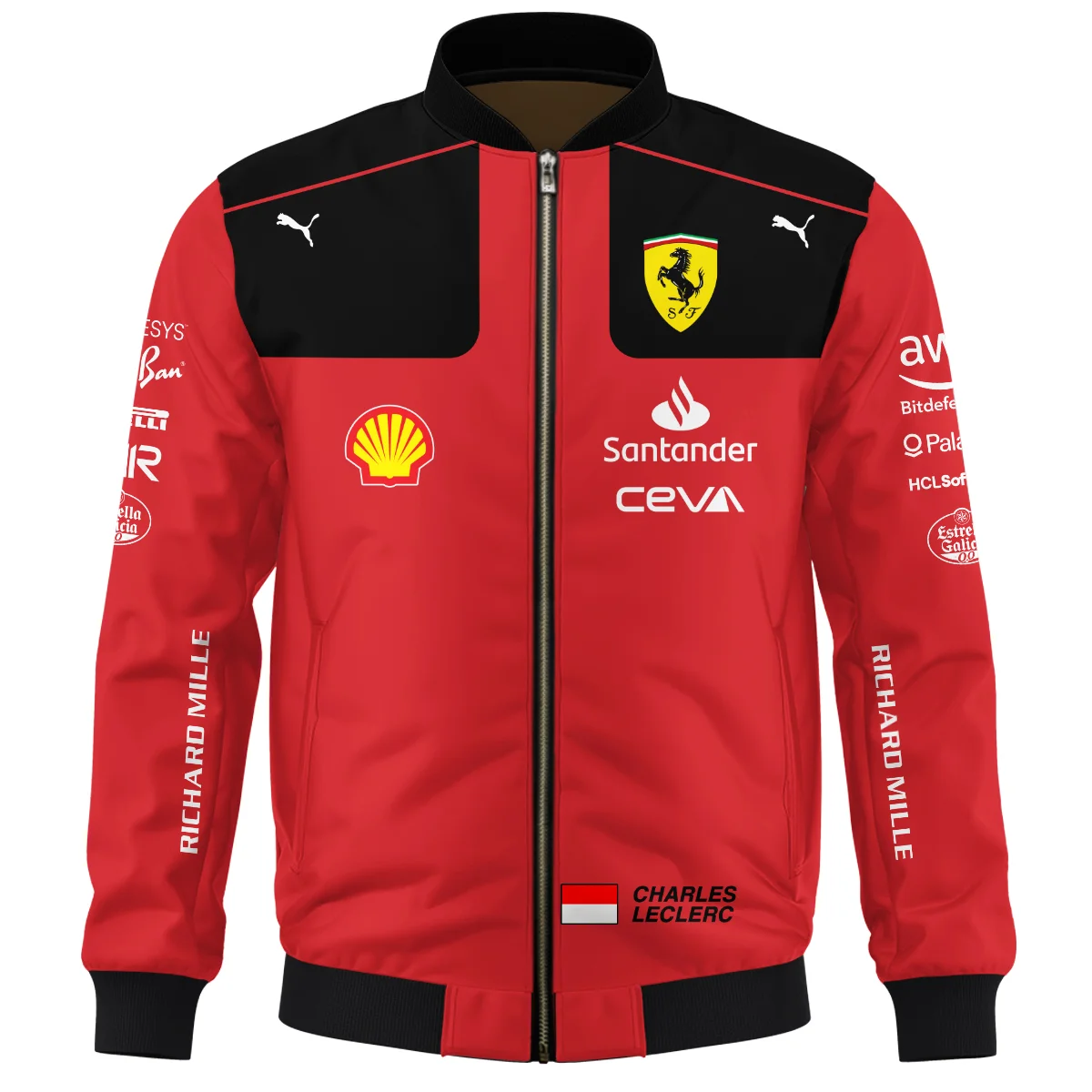 2023 Charles Leclerc Racing Suit Ferrari F1 Bomber BLVACL190825A10BB - Image 2