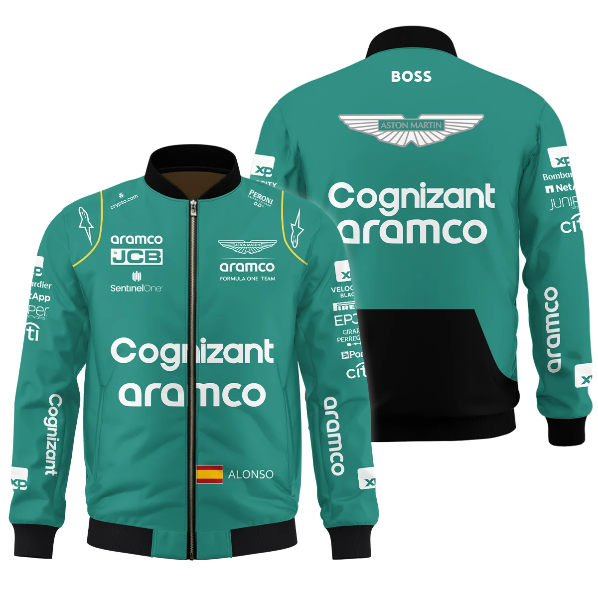 2023 Fernando Alonso Racing Suit Aston Martin F1 Bomber BLVAFA030925A10BB - Racing Lifestyle Clothing