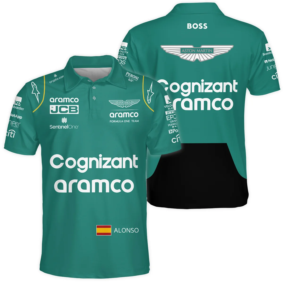 2023 Fernando Alonso Racing Suit Aston Martin F1 Polo Shirt BLVAFA030925A10PL - Motorsport Lifestyle Wear