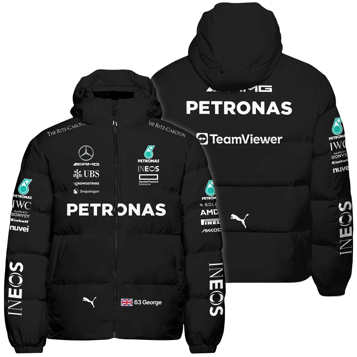 2023 George Russell Racing Suit Mercedes F1 Down & Puffer Jackets BLVAGR080925A2HCJ - Trackside Outfit