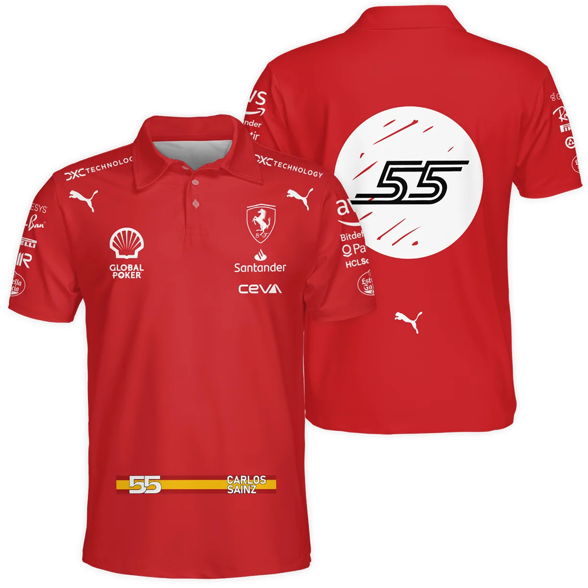 2023 Las Vegas GP Carlos Sainz Racing Suit Ferrari F1 Polo Shirt BLVACS190825A4PL - Motorsport Apparel