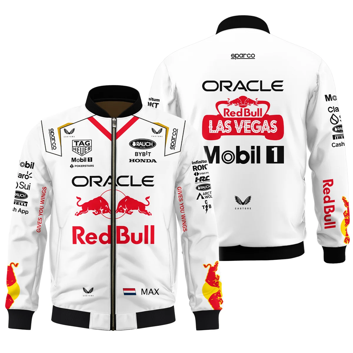 2023 Las Vegas GP Max Verstappen Racing Suit Red Bull Racing F1 Bomber BLVAMV281125A3BB - Race Day Outfit