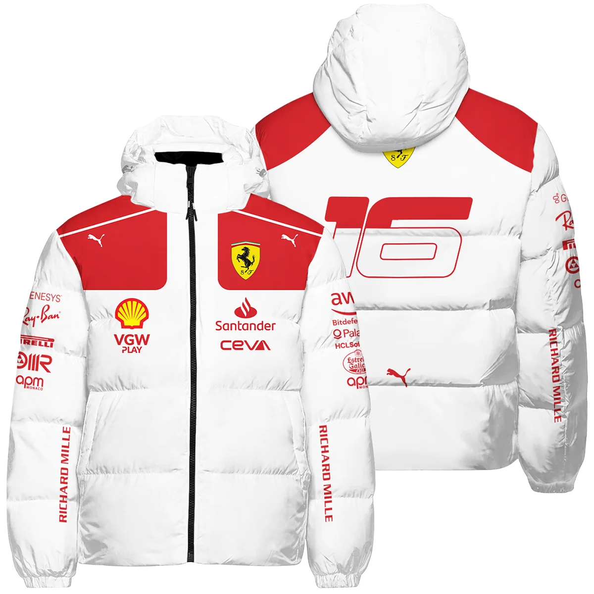 2023 Monaco GP Charles Leclerc Racing Suit Ferrari F1 Down & Puffer Jackets BLVACL260825A3HCJ - Pit Lane Clothing