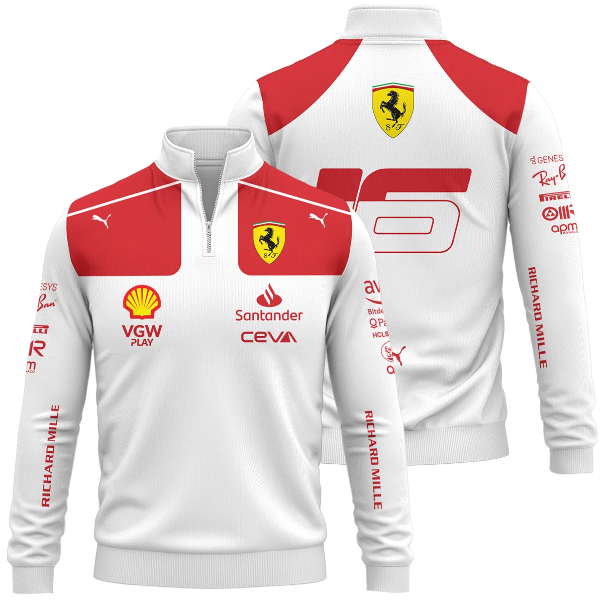 2023 Monaco GP Charles Leclerc Racing Suit Ferrari F1 Quarter-Zip Sweatshirt BLVACL260825A3QZS - Trackside Outfit