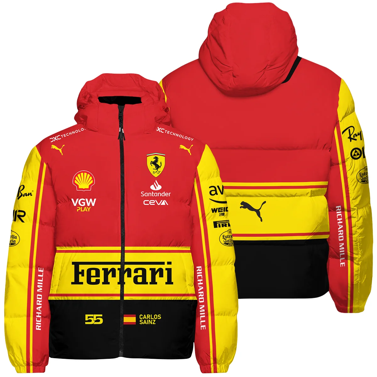 2023 Monza GP Carlos Sainz Racing Suit Ferrari F1 Down & Puffer Jackets BLVACS190825A9HCJ - Motorsport Lifestyle Wear