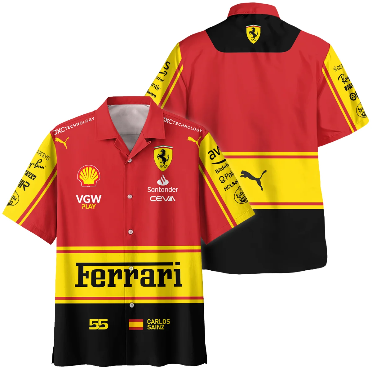2023 Monza GP Carlos Sainz Racing Suit Ferrari F1 Hawaiian Shirt BLVACS190825A9HW - Race Day Design