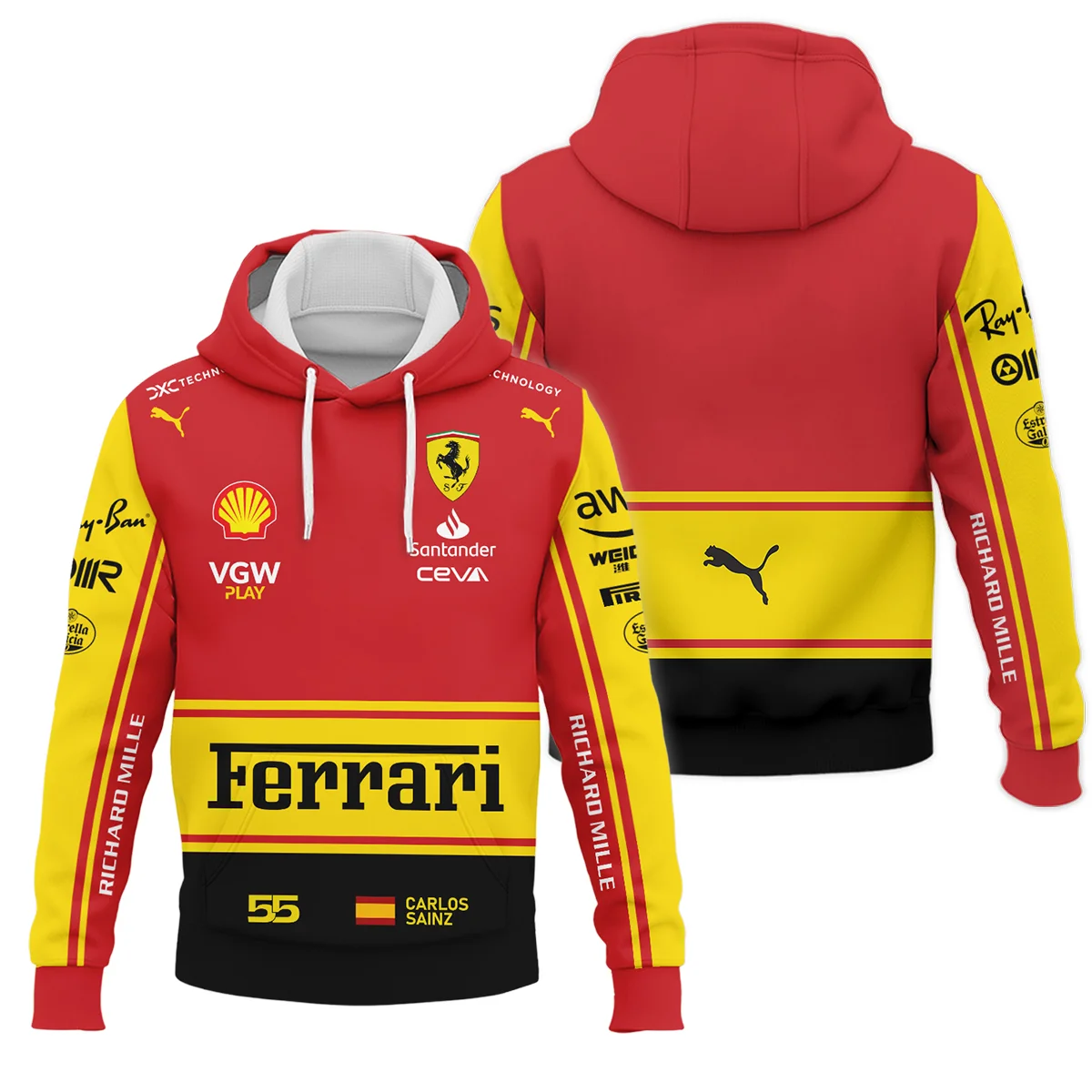 2023 Monza GP Carlos Sainz Racing Suit Ferrari F1 Hoodie BLVACS190825A9HD - Motorsport Apparel