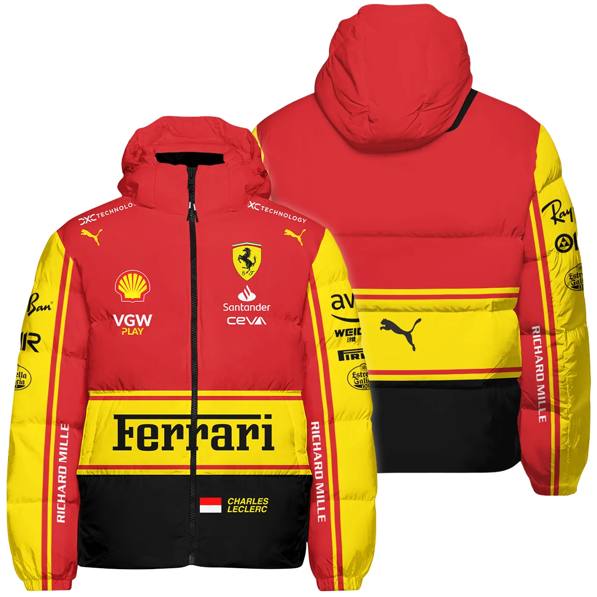2023 Monza GP Charles Leclerc Racing Suit Ferrari F1 Down & Puffer Jackets BLVACL190825A9HCJ - Race Day Design