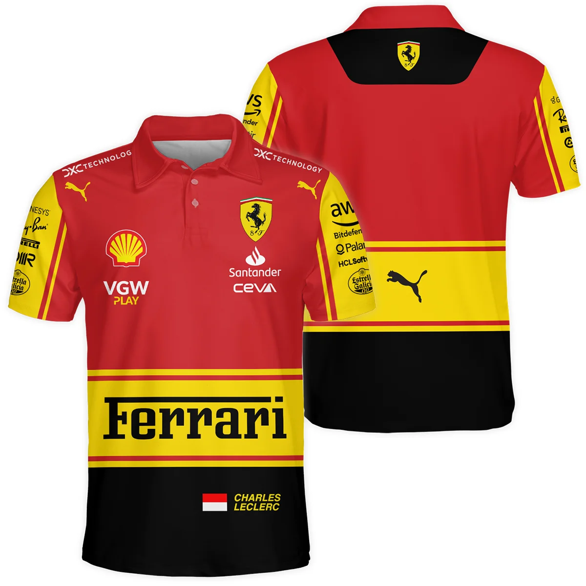 2023 Monza GP Charles Leclerc Racing Suit Ferrari F1 Polo Shirt BLVACL190825A9PL - Race Day Outfit