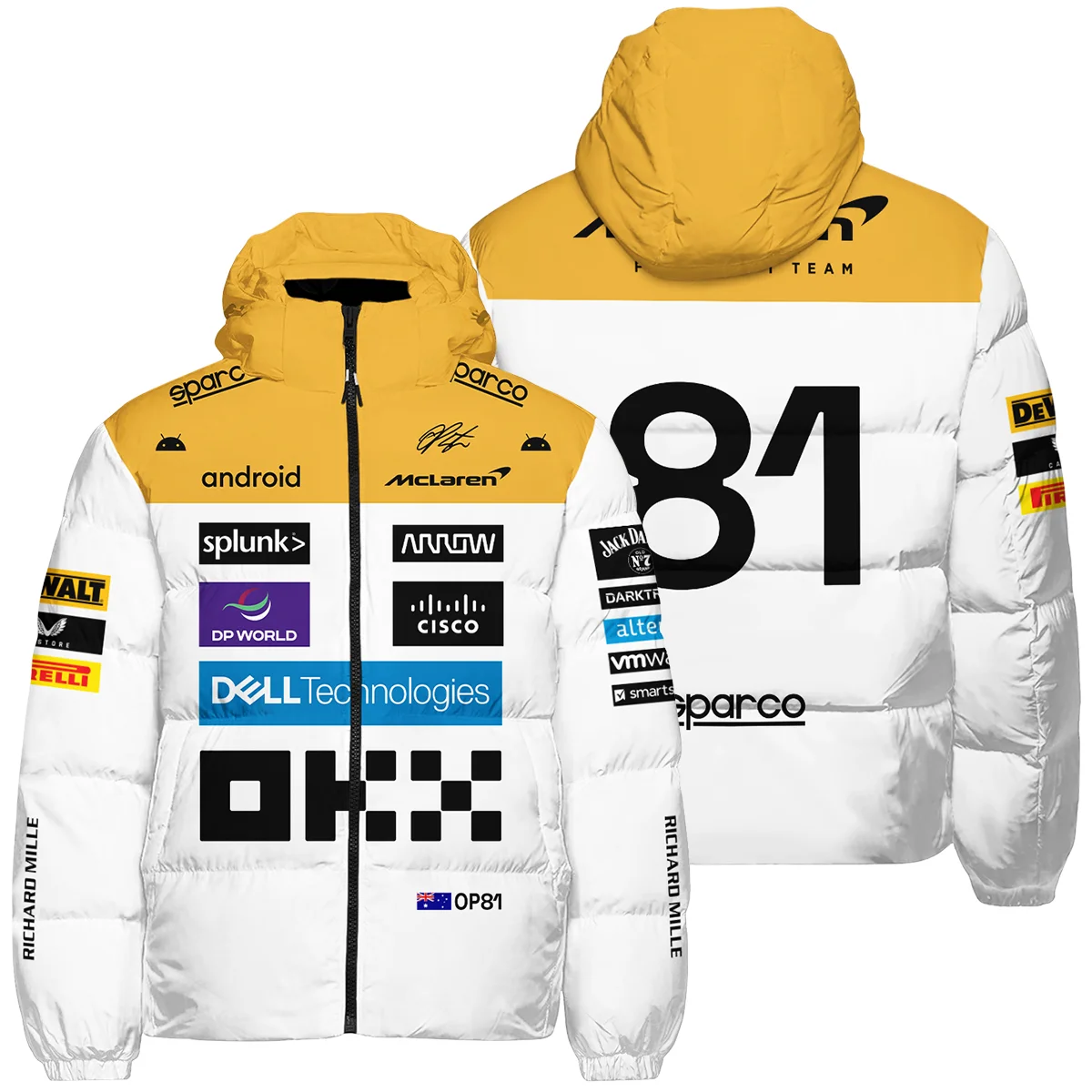 2023 Oscar Piastri Racing Suit McLaren F1 Down & Puffer Jackets BLVAOP150825A2HCJ - Trackside Outfit