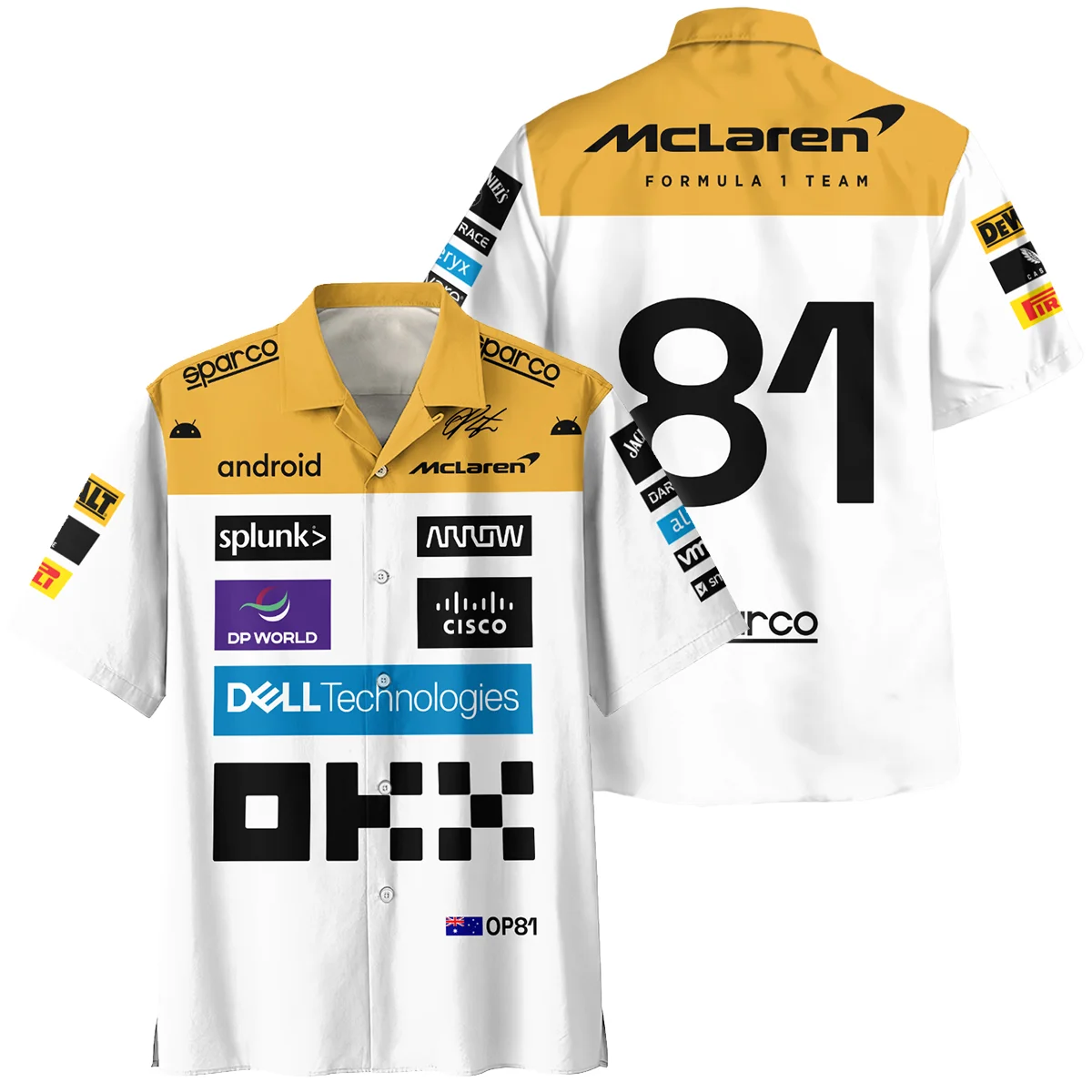 2023 Oscar Piastri Racing Suit McLaren F1 Hawaiian Shirt BLVAOP150825A2HW - Pit Lane Clothing