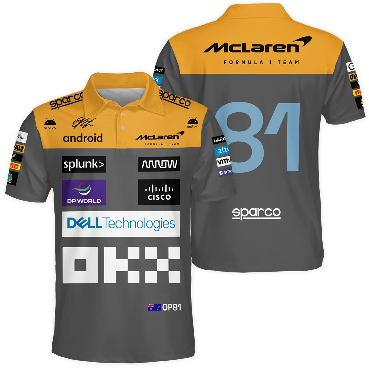 2023 Oscar Piastri Racing Suit McLaren F1 Polo Shirt BLVAOP150825A3PL - Racing Lifestyle Clothing