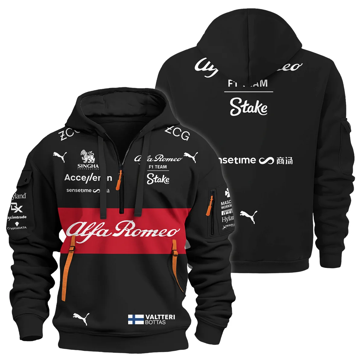 2023 Valtteri Bottas Racing Suit Alfa Romeo F1 Hoodie Half Zip BLVAVB130925A5HDF