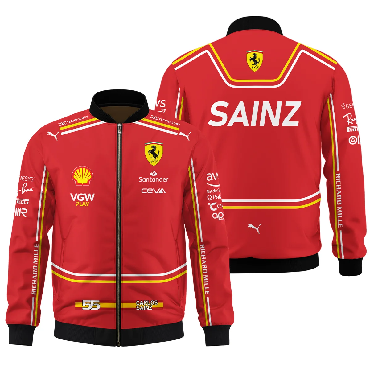 2024 Carlos Sainz Racing Suit Ferrari F1 Bomber BLVACS190825A8BB - Trackside Outfit