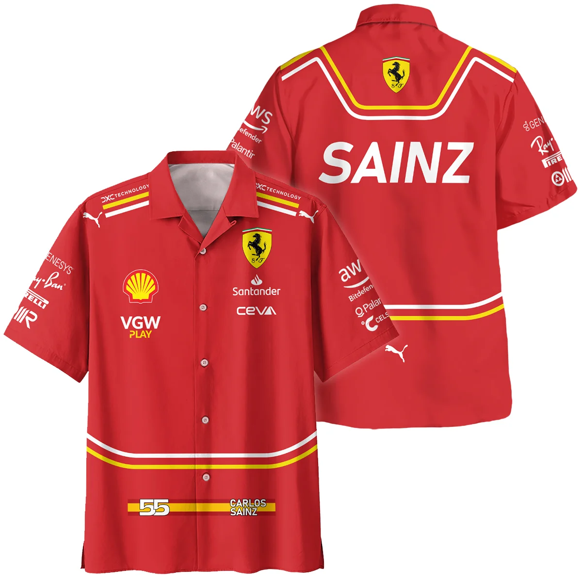 2024 Carlos Sainz Racing Suit Ferrari F1 Hawaiian Shirt BLVACS190825A8HW - Formula Racing Apparel